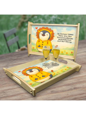 Mr. & Mrs. Panda Servierplatte Holz Löwe Astrologie Design mit S... in Weiß