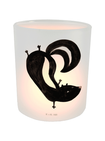 Mr. & Mrs. Panda Kerzen Windlicht Stinktier Handstand ohne Spruch in Transparent