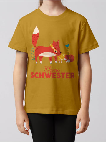wat? Apparel T-Shirt Fuchs Kleine Schwester in Ocker