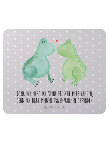 Mr. & Mrs. Panda Mauspad Frosch Liebe mit Spruch in Grau Pastell