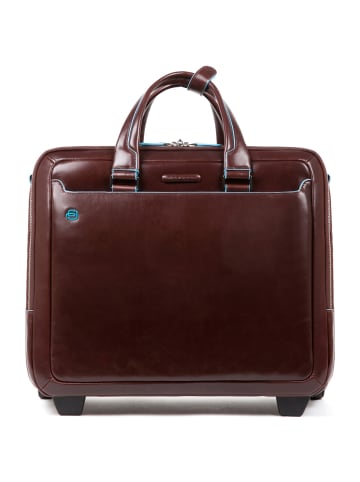 Piquadro Blue Square 2-Rollen Businesstrolley Leder 37 cm Laptopfach in mahogany