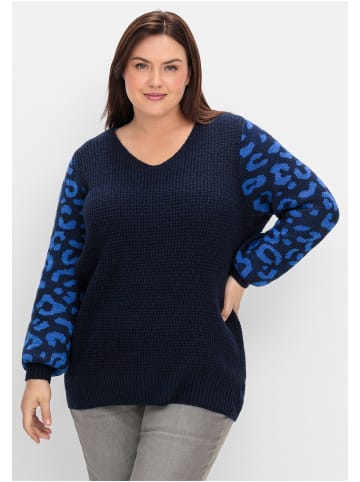 sheego by Joe Browns Pullover in tiefblau gemustert