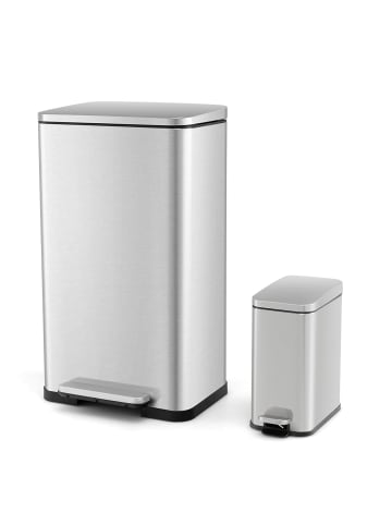 COSTWAY Mülleimer 2er Set 40L+6L in Silber
