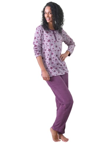 NORMANN Frottee Pyjama Schlafanzug Sterne - 48788 in beere