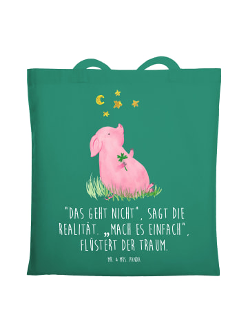 Mr. & Mrs. Panda Tote Bag Schwein Glück mit Spruch in Mint