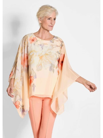 GOLDNER Kurzgröße:  Chiffonbluse mit floralem Design in pfirsich / gemustert