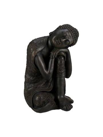 relaxdays Buddha Figur in Dunkelgrau - (H)60 cm