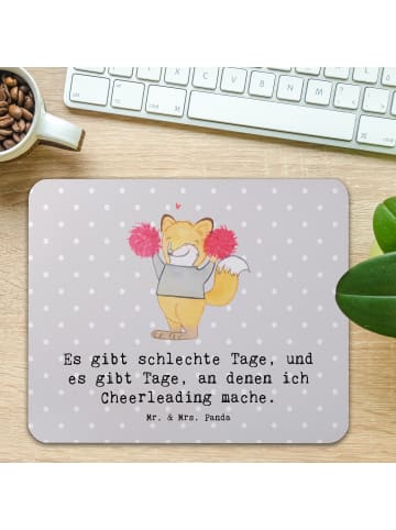 Mr. & Mrs. Panda Mousepad Fuchs Cheerleader mit Spruch in Grau Pastell