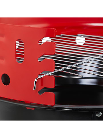 relaxdays Holzkohlegrill in Schwarz/ Rot - Ø 37 cm