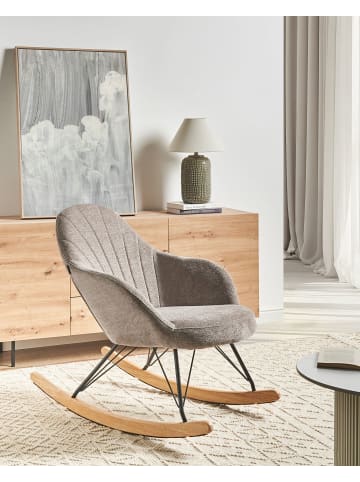 Beliani Schaukelstuhl SKALE in Beige/Schwarz/Braun - (W) 70 x (H) 85 x (L) 94 cm