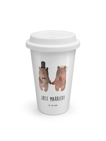 Mr. & Mrs. Panda Kaffeebecher To Go Bär Heirat mit Spruch in Weiß