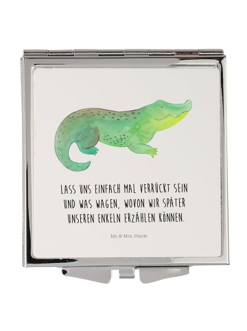 Mr. & Mrs. Panda Schminkspiegel Krokodil mit Spruch in Weiß