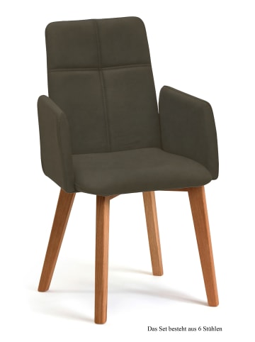 58 aufm Kessel ARMLEHNSTUHL (6er-Set) Dardana 52x92x60 Eiche geölt/Khaki