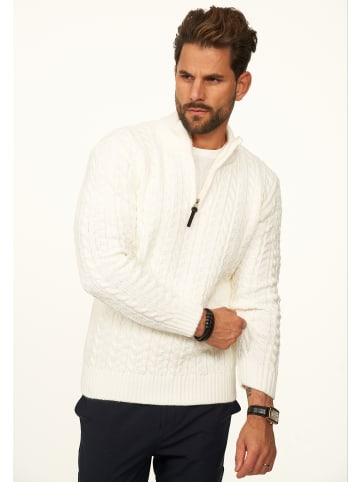 DAILY COTTON Strickpullover - als Grobstrick Troyer Pulli mit Zopfmuster für Herren in Ecru
