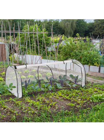 relaxdays Frühbeet in Weiß/ Schwarz - (B)100 x (H)80 x (T)200 cm