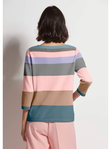 MADELEINE Moderner Streifenpullover mit U-Boot-Ausschnitt in puderrosé / multicolor