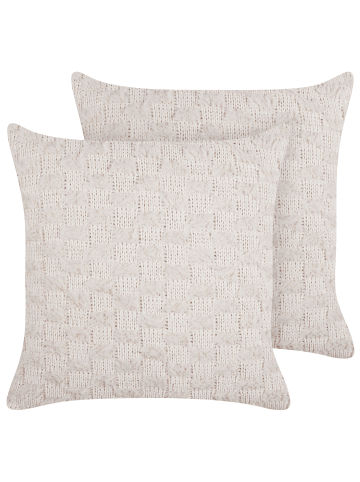 Beliani 2er-Set Dekokissen BASALIM in Beige/Rosa