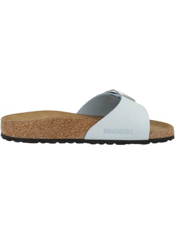 Birkenstock Pantolette Madrid Big Buckle Nubukleder schmal in hellblau