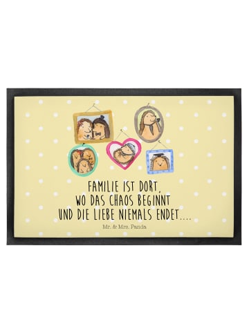 Mr. & Mrs. Panda Schmutzfangmatte Igel Familie mit Spruch in Gelb Pastell