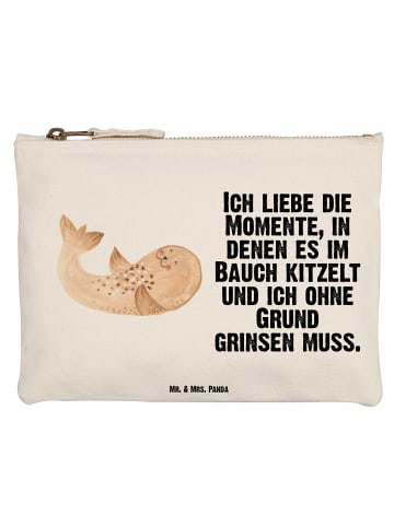 Mr. & Mrs. Panda Schminktasche Robbe Liegen mit Spruch in Weiß