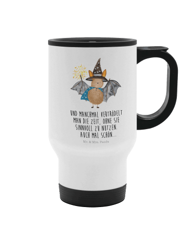 Mr. & Mrs. Panda Trinkbecher Fledermaus Zauberer mit Spruch in Weiß