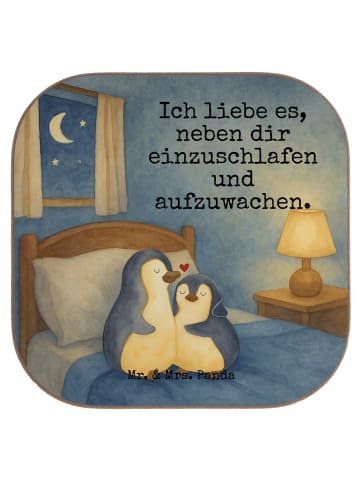 Mr. & Mrs. Panda Untersetzer Pinguine Einschlafen Design mit Spruch in Weiß