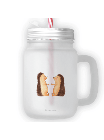 Mr. & Mrs. Panda Blümchentailglas Igel Liebe ohne Spruch in Transparent