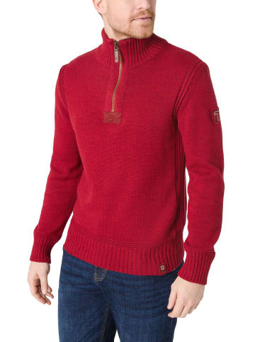 Timezone Hochwertiger Strickpullover mit Reißverschluss-Details in Rot