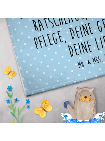 Mr. & Mrs. Panda Baumwollhandtuch Bär Kind mit Spruch in Blau Pastell