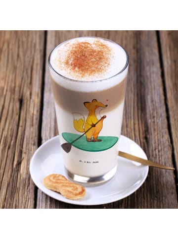 Mr. & Mrs. Panda Wasserglas Fuchs Stand Up Paddling ohne Spruch in Transparent