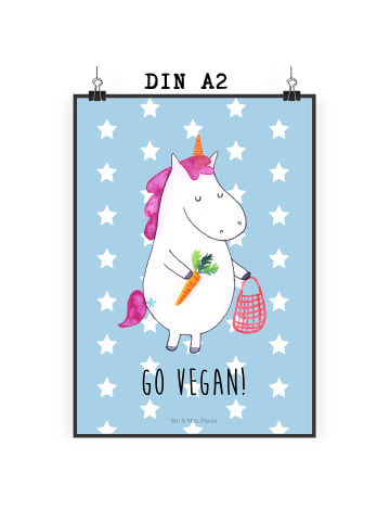 Mr. & Mrs. Panda Bild Einhorn Vegan mit Spruch in Blau Pastell