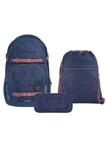 Coocazoo Schulrucksack-Set PORTER Sweet Rose 3-teilig in Blau/Rosa