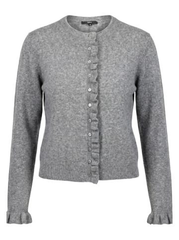 Zero Strick-Cardigan mit Rüschen in True Grey Melange