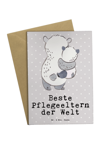 Mr. & Mrs. Panda Grußkarte Panda Beste Pflegeeltern der Welt mit... in Grau Pastell