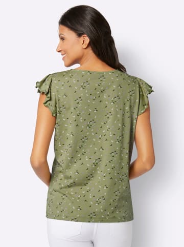 Sieh an! V-Shirt in schilf-khaki-bedruckt