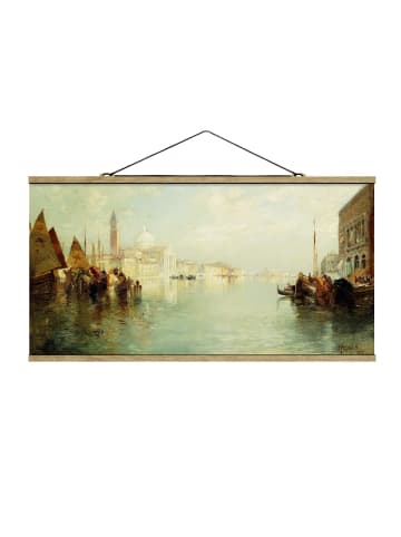 WALLART Stoffbild mit Posterleisten - Thomas Moran - Canal Grande in Braun