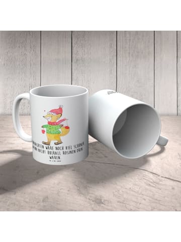 Mr. & Mrs. Panda Kindertasse Fuchs  Schlittschuhe mit Spruch in Weiß