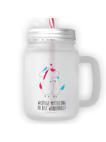 Mr. & Mrs. Panda Limonadenglas Einhorn Mitteilung mit Spruch in Transparent