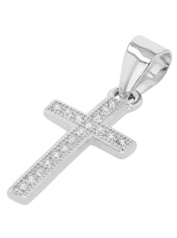 Adeliás Damen Anhänger – Kreuz Kreuzanhänger aus 925 Silber mit Zirkonia in silber