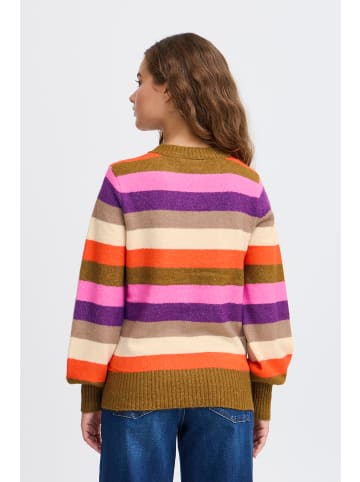 ICHI Strickpullover IHEDEN Loose fit in Green mix color stripe