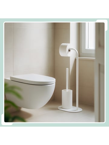 relaxdays WC Garnitur in Weiß - (B)23 x (H)64,5 x (T)17 cm