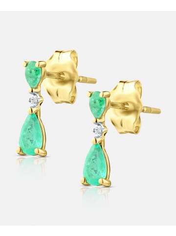 Diamant L'éternel Ohrhänger, mit Smaragd, 375 Gelbgold