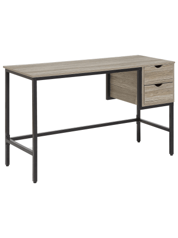 Beliani Schreibtisch GRANT in Heller Holzfarbton/Schwarz - (W) 120 x (H) 76 x (L) 48 cm