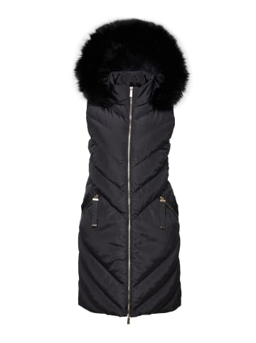 Threadbare Longweste THB Pire Premium Gillet with Fur Trim in Schwarz