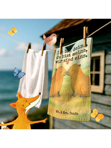 Mr. & Mrs. Panda handtuch gäste wc Capybara Liebe Design mit Spruch in Weiß