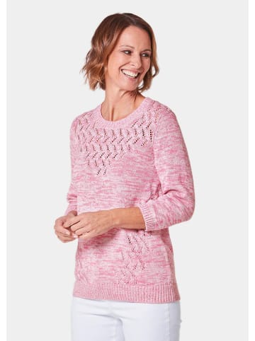 GOLDNER Kurzgröße:  Pullover Pullover mit schönem Ajourmuster in altrosé / gemustert