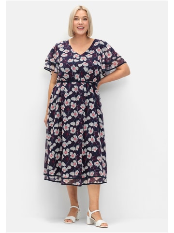 sheego Chiffonkleid in marine gemustert