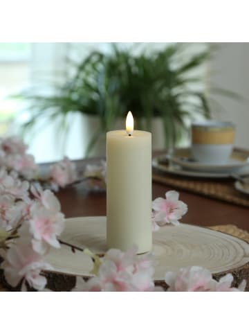 Adilina LED Kerze LINA Echtwachs Rustik-Optik 5x12,5cm in creme