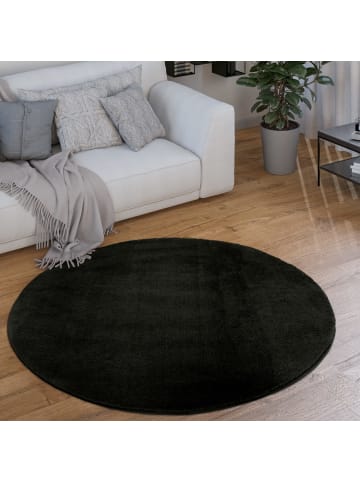 KADIMA DESIGN Teppich Kurzflor waschbar Unifarben Wohnzimmer in Schwarz