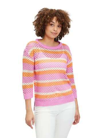 Betty Barclay Grobstrick-Pullover mit Streifen in Patch Pink/Orange